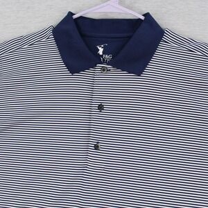 Fairway & Green Polo Shirt Mens XL White Blue Striped F&G Tech Polyester Spandex